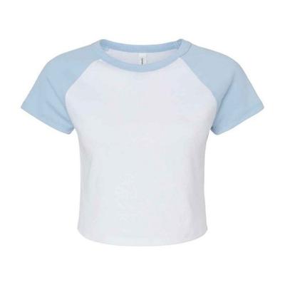 Womens/Ladies Micro-Rib Raglan Crop Top