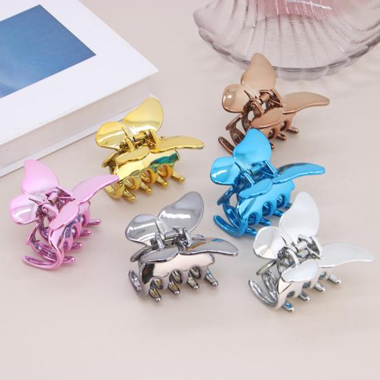 

Yousheng Hair Claw Butterfly Style Anti-slip Teeth Hairpin Women Strong Grip Solid Color Back Head Hair Claw Hair Accessories синий