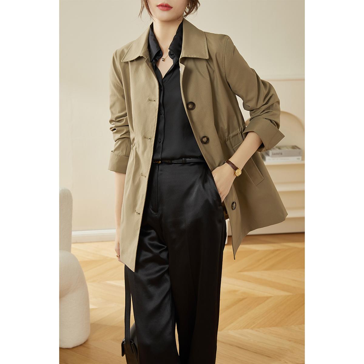 

Premium trench coat women s clothing, new spring small casual and thin women s short and medium jackets S оливковий колір