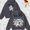 Disney Cartoon Print Autumn and Winter Hooded Sweater Crew Neck Long-sleeved Hoodie Loose Casual Style Suitable for Men Women