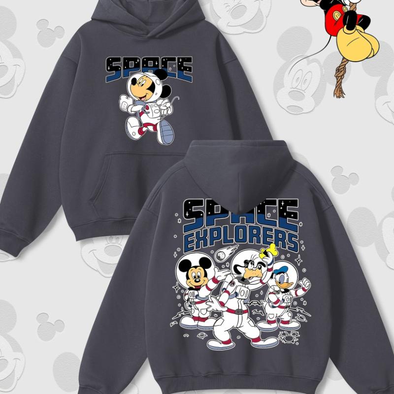 Disney Cartoon Print Autumn and Winter Hooded Sweater Crew Neck Long-sleeved Hoodie Loose Casual Style Suitable for Men Women