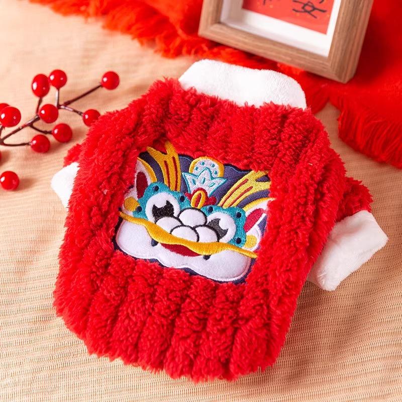 New Year's Thin Velvet Cat Dog Bimono Festive New Year's Clothing than Bear Small and Medium Dogs Pet Clothes