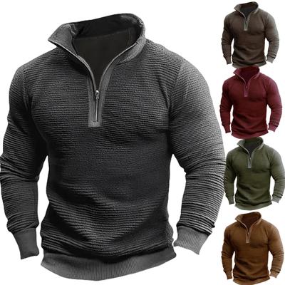 Men's Vintage Pullover Lightweight Long Sleeve Ribbed Knit Sweatshirts Casual Stylish