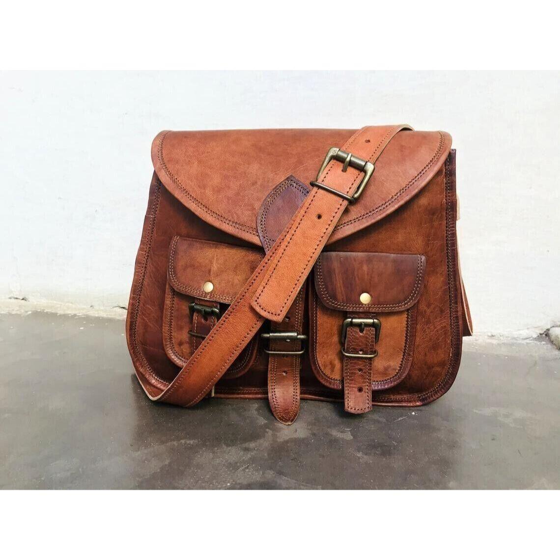 Женская кожаная сумка Goat Crossbody Натуральная коричневая сумка через плечо ручной — фото 6