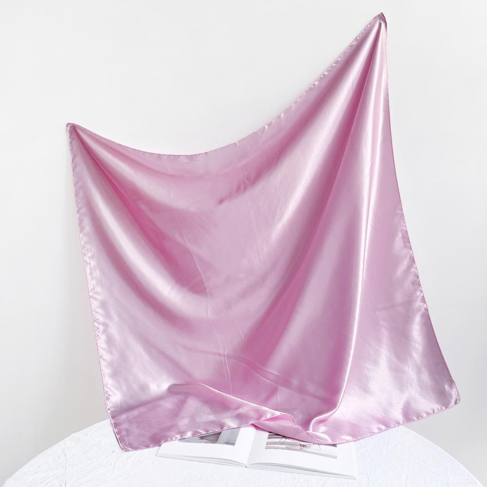 Fashionable New Versatile Headscarf Large Square Scarf Solid Color Scarf Women'S Simulated Silk Satin Scarf