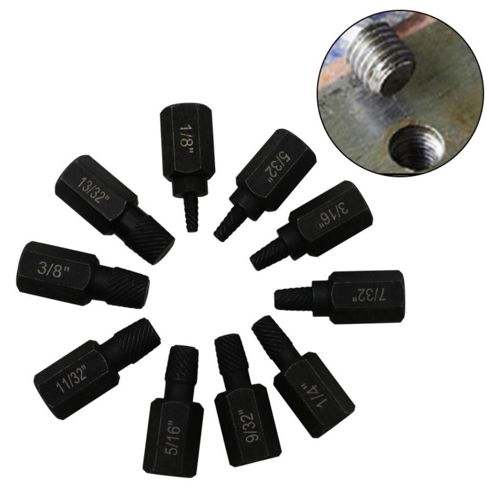 10Pcs New Steel Hexagonal Screw Black With Multiple Splines Nut Extractor Spiral Sliding Teeth Durable Bolt Extractor
