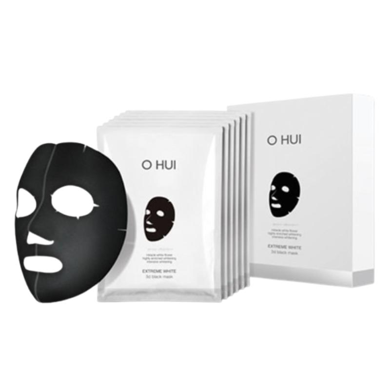 Ohui Extreme White 3D Schwarze Maskenpackung (6 Blätter) | Aufhellende & Feuchtigkeitsspendende Koreanische Gesichtsmaske