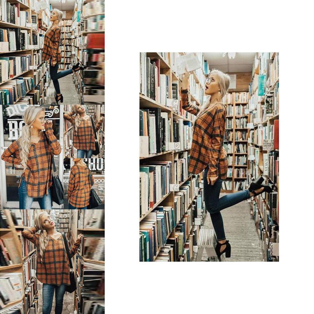 Vintage Plaid Shirt For Women With Polyester Blend Long Sleeve Casual Style