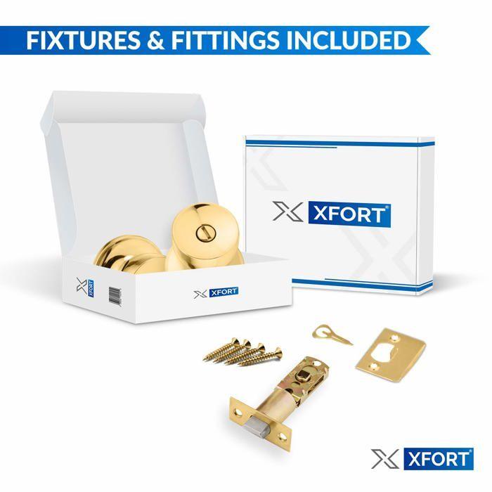 Poignée de porte - xfort - privacy - laiton poli - sécurisée - réversible