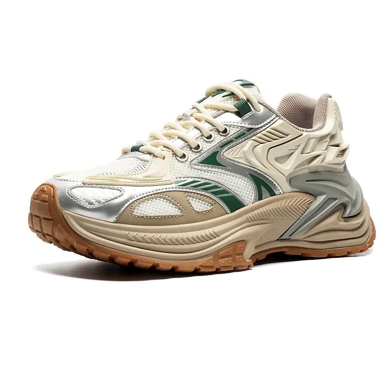 Fashion Men's Mesh Chunky Sneakers Thick Sole Sports Shoes Autumn Casual Fashion Lace Up Running Sneakers Platform Outdoor Walking Shoes