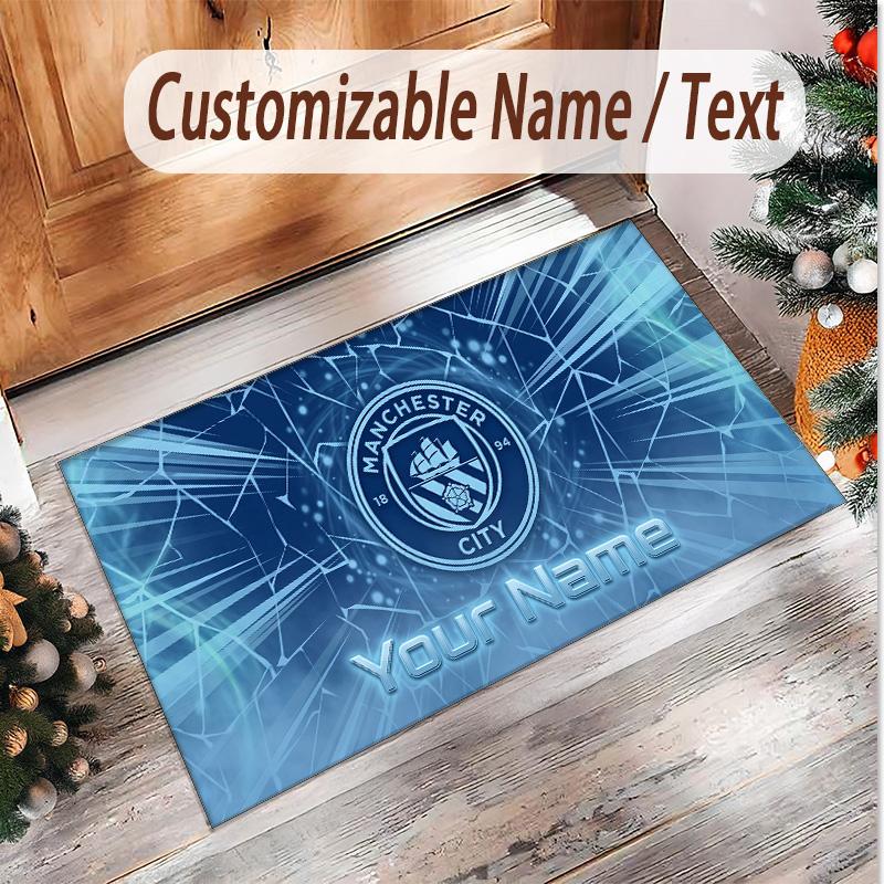 Personalized Crystal Velvet Carpet Manchester City Pattern Non Slip Floor Rug