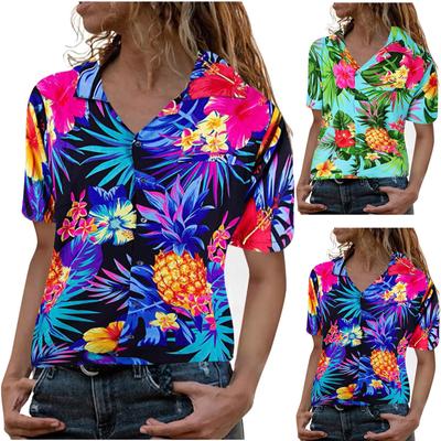 Summer Tops For Women Floral Pattern For Women V-Neck Short Sleeve Comfy Womens Tops T Shirts