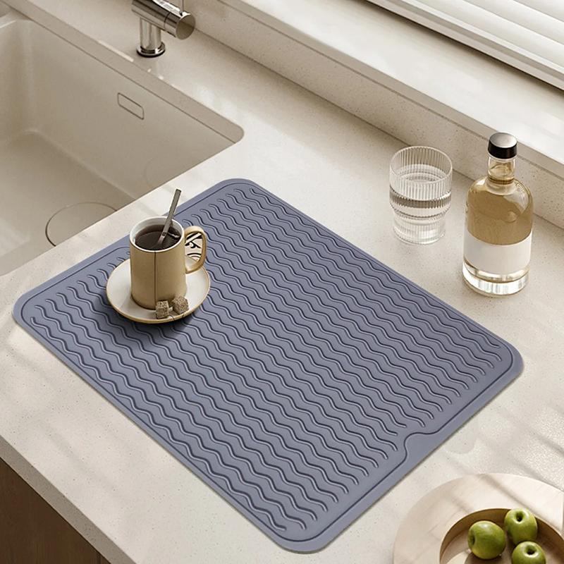 Silicone Dish Drying Mats Thickness Heat Resistant Trivet Drip Tray Cup Coasters Non-slip Pot Holder Table Kitchen Accessories