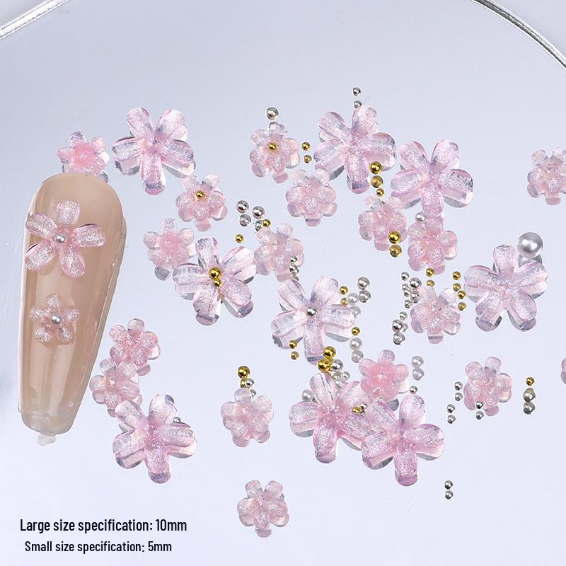 Aurora Five-Petal Flower Glitter 3D Nail Art Rhinestones Five-petal flower 9.7mm (50 pieces)
