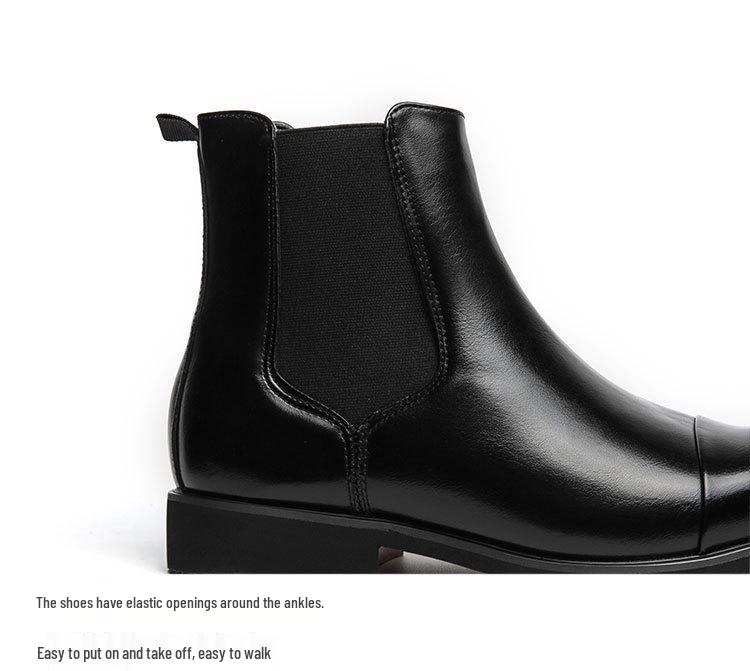 Men's Large Size Red Leather Pointed Toe Slip-On Chelsea Boots - Autumn/Winter Dr. Martens