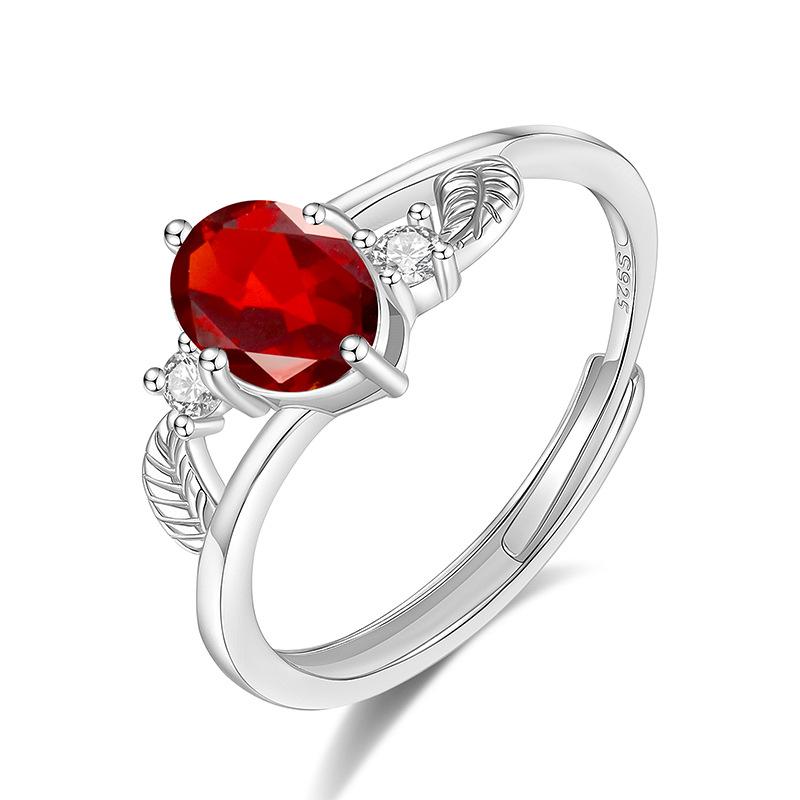 S925 Sterling Silver Natural Stone Ring for Women, Japanese Style Elegant Crystal Band, Adjustable Dainty Jewelry, Daily Wear & Gift for Girlfriend