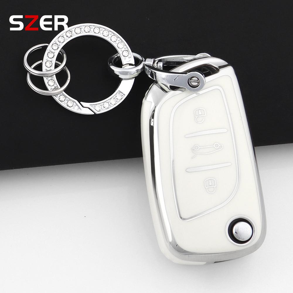 Tpu Car Folding Key Case Cover Fob Keychain For Citroen C1 C2 C3 C4 C5 Xsara Pica For Peugeot 306 407 807 For Ds Ds3 Ds4 Ds5 Ds6