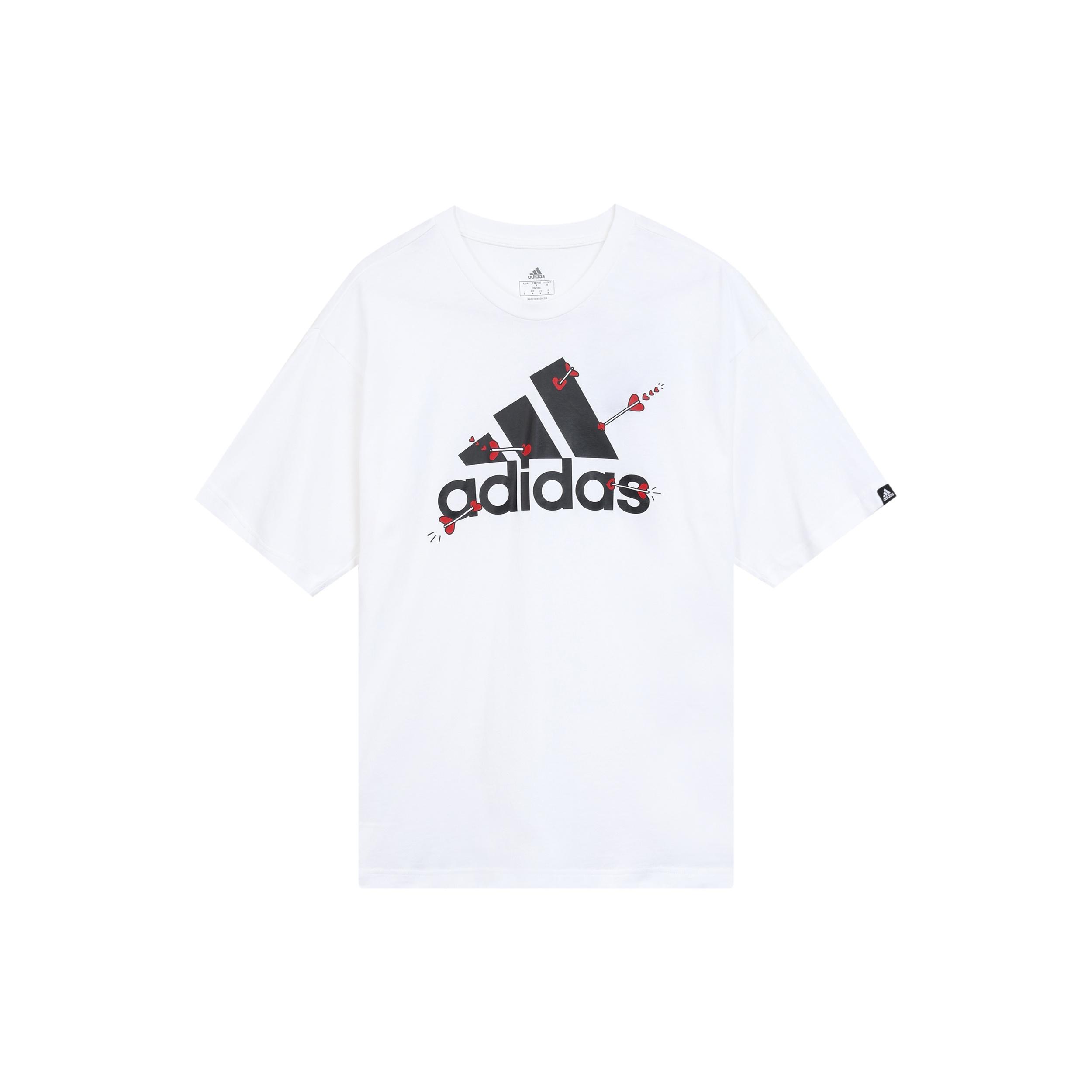 (WMNS) adidas SS22 Large Logo Printing Breathable Round Neck Short Sleeve Couple Style White Women s GL0870 XL