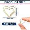 100 Pcs Heart Shaped Paper Clips Cute Decorative Fancy Mini Small Paperclips for Wedding Decoration Office School Home Desk Organizers Supplies Gold