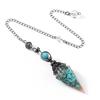Antique Silver Seven Chakra Crystal Resin Pendulum with Semi-Precious Chips Pendant
