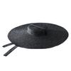 Cappello di Paglia a Tesa Larga 15cm con Parte Superiore Piatta Cappelli Estivi da Spiaggia per Donna Cappello Boater con Nastro Cappello da Sole Grigio Nero Rosso Rosa Blu Con Laccetto Sottogola
