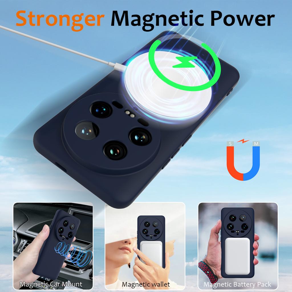For Xiaomi 14 Ultra Magnetic Case Anti-Drop Liquid Silicone Phone Cover