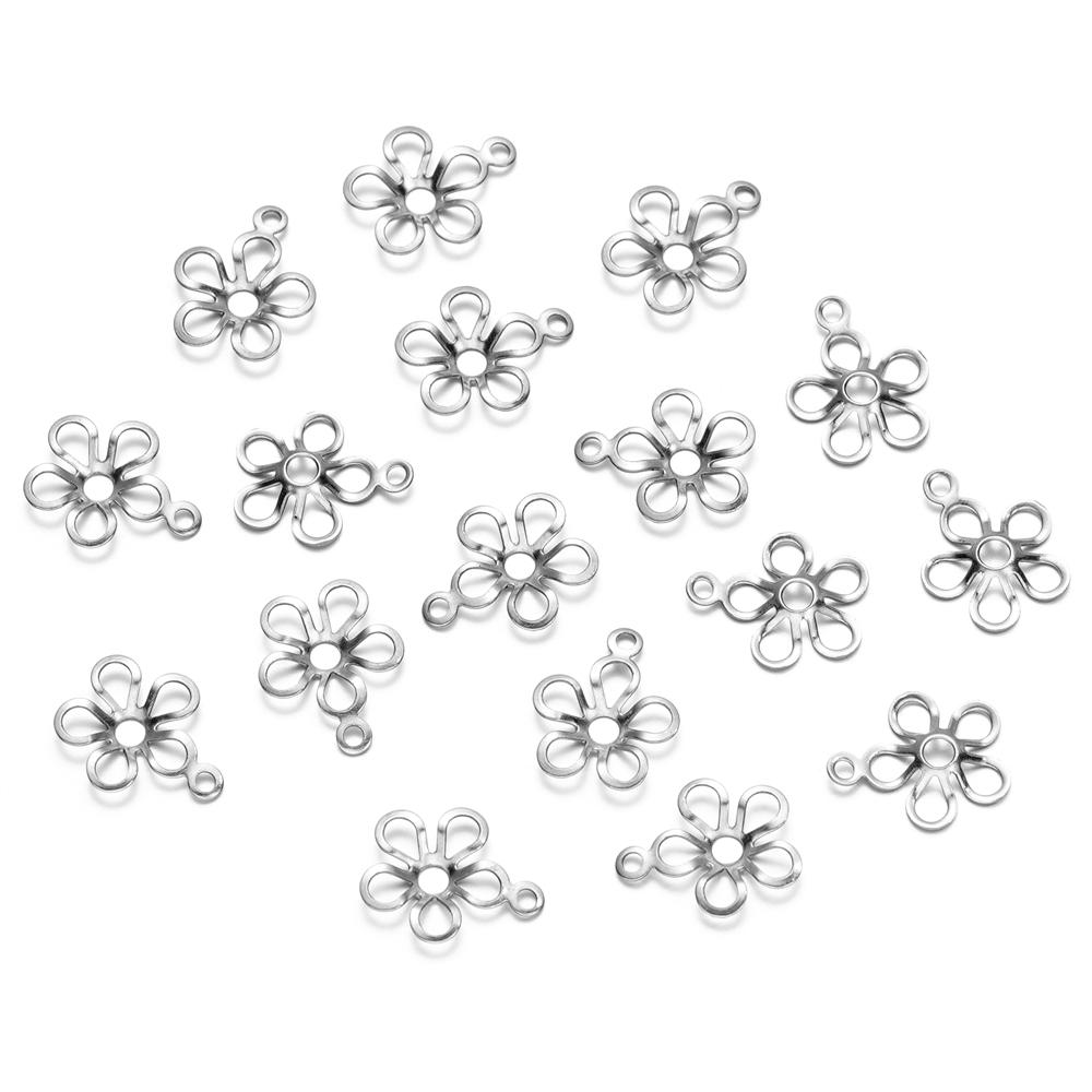20/50Pcs/Pack Stainless Steel Flower Tree Leaf Round Beads Caps For Handmade DIY Jewelry Making Bracelet Necklace Accessories
