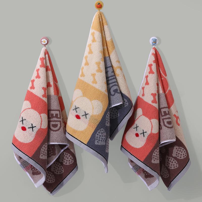Cotton Towel Yarn-dyed Jacquard Cartoon Bear Thickened Soft Absorbent Adult Facial Wash Household Facial Towel Gift