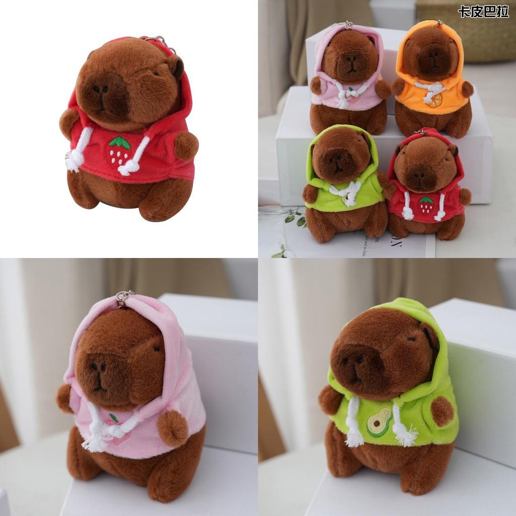 Adorable Capybara Plush Keychain Soft Stuffed Animal Toy In Peach Pink 12cm