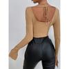 2022 Slim Fitting Long Sleeve Square Neck Pullover T-shirt