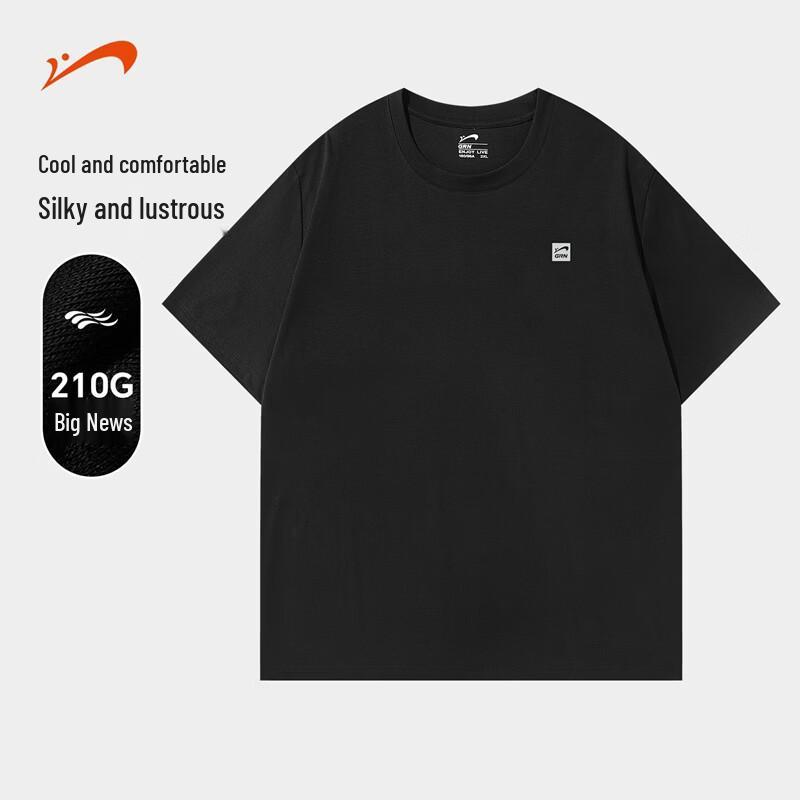 Guirenniao Men s Heavyweight Mercerized Cotton Short Sleeve T-Shirt S чёрный