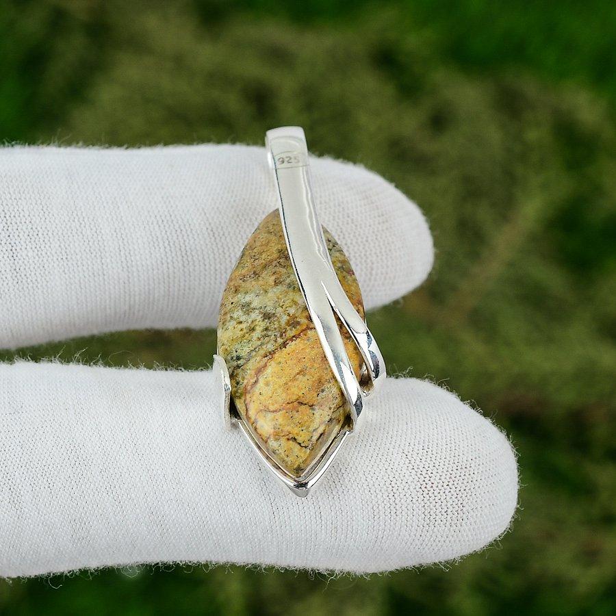 

Friendship Day Sale Picture Jasper Gemstone Pendant Jewelry 925 Sterling Silver