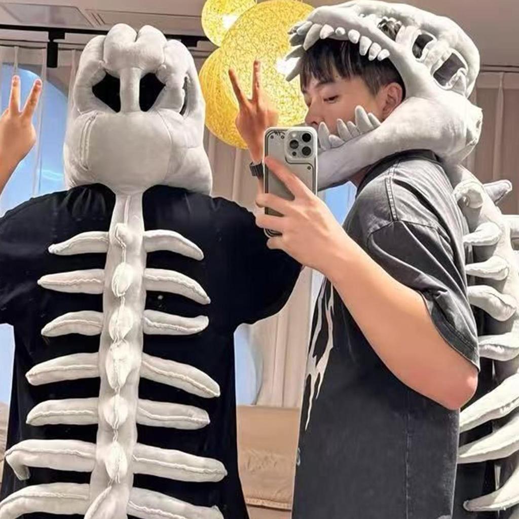 Dinosaur Skeleton Head Cover Women Dinosaur Bone Headpiece Cosplay Headgear Accessories Decoration Photography Props for Kids