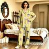 Unisex Casual Long Sleeve Pajama Set with Pants for Home Loungewear
