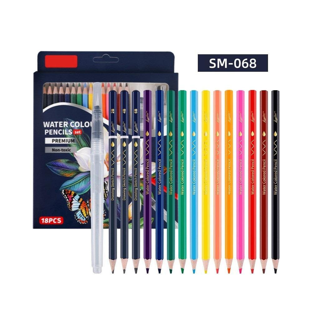 

18PCS/SET 15 Colors Water Color Pencils Water-soluble 3.3mm Thickened Lead Core Colored Pencils Set Vibrant Colors