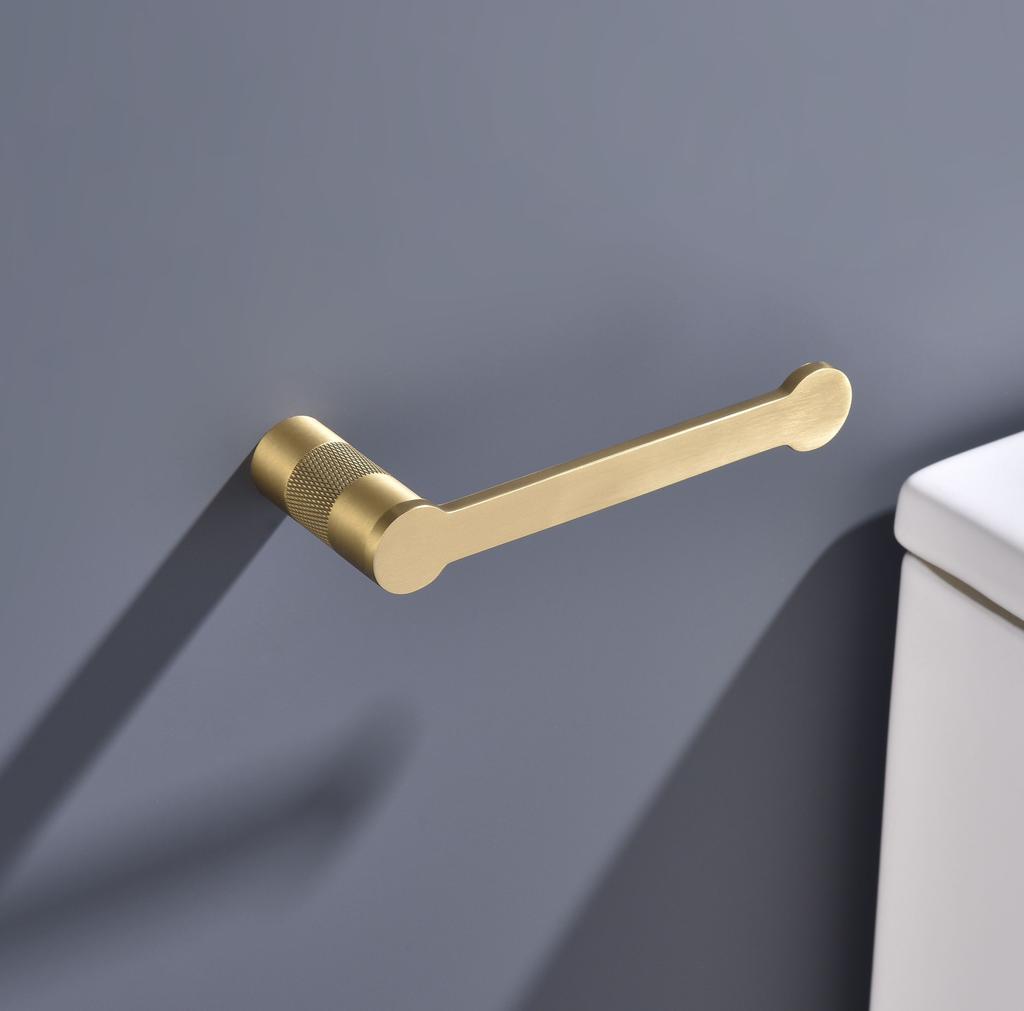 Brushed Gold High Quality Brass Knurling Towel Rack Towel Bar Toilet Paper Holder Towel Ring Bathrobe Hook Bathroom Hardware Set