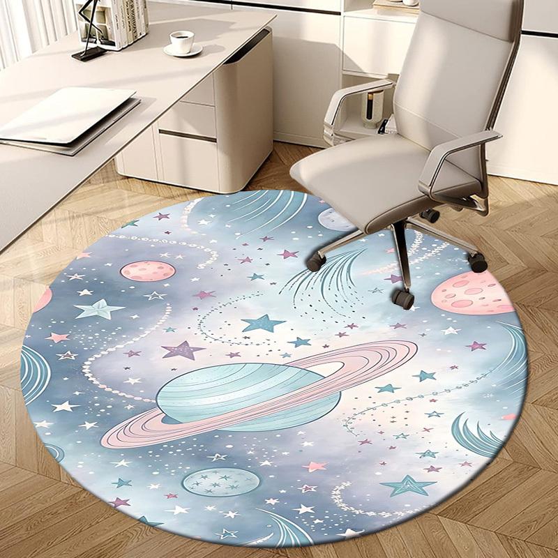 1PC Space Planets Non-Slip Floor Round Carpet, Office, Family, Bedroom, Large Area Rug Indoor Rugs, Vibrant Colors-Z0485