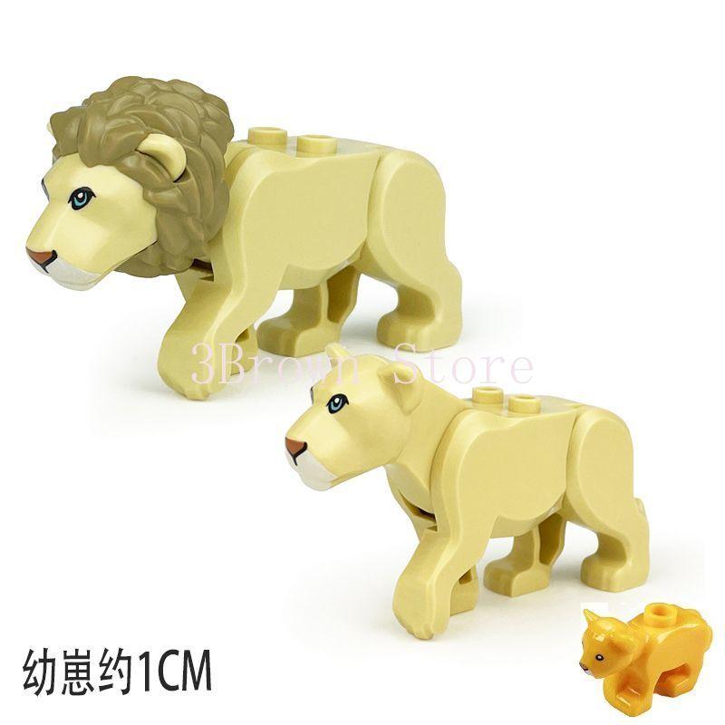 Afrikanische Wildtiere Bausteine Set Löwe Elefant Kamel Hirsch Wolf Giraffe Spielzeugmodell für Kinder Kreatives Kindergeschenk Stein S041