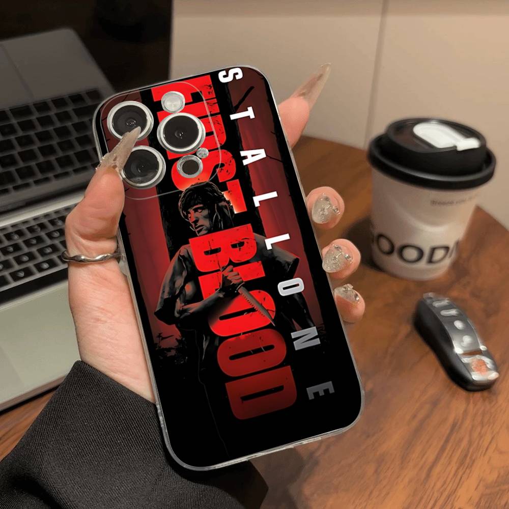1pc Movie Rambo First Blood Transparent Phone Case For IPhone 16 15 14 13 12 11 Pro Max Plus Soft Cover