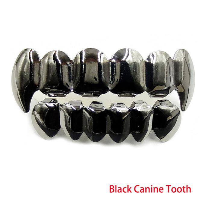 Trendy Hip Hop Gold Silver Plated Teeth Grillz Top Bottom Set With Silicone Real Shiny Vampire Tooth Sets Fashion Accessory