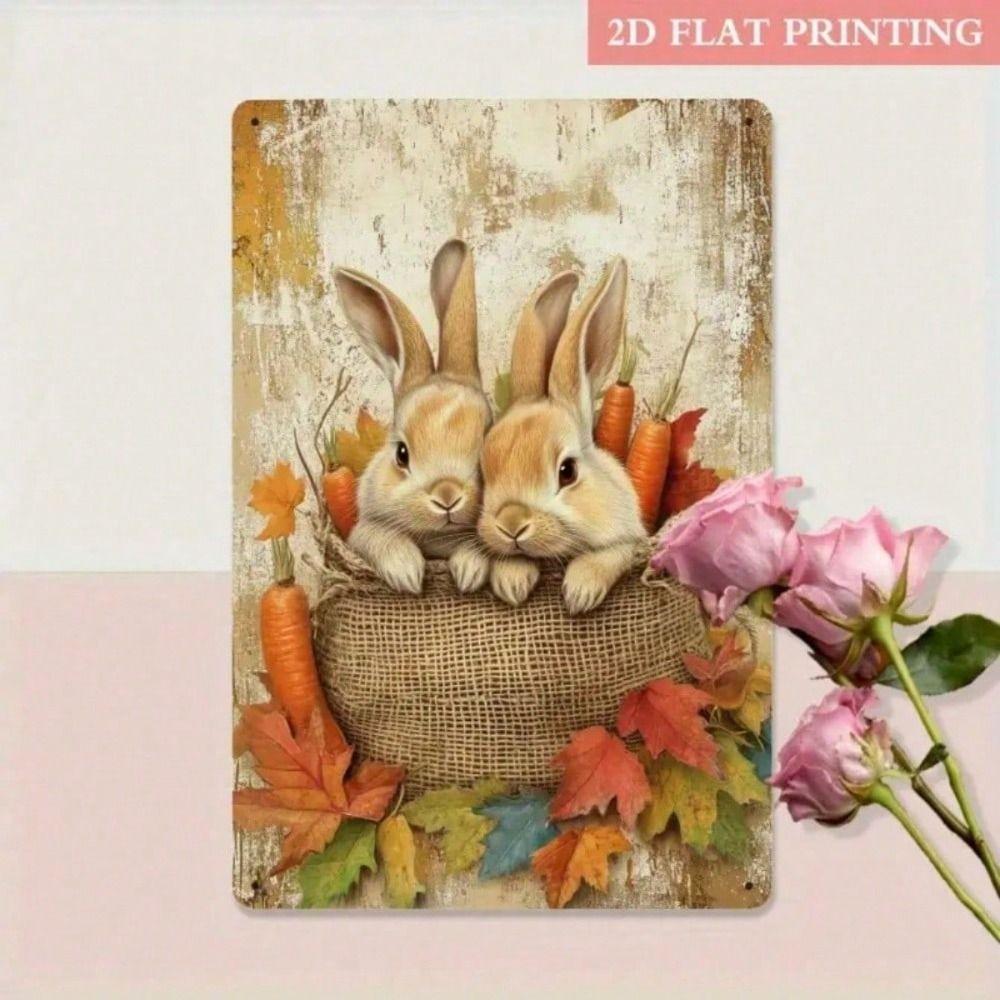 Vintage Rabbit Carrot Metal Poster Wall Art Kitchen Decor