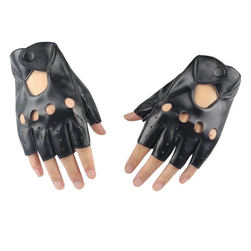 Women's Leather Half-finger Gloves Performance Pole Street Dance Pu Exposed Finger Fashion Personality Trend Locomotive Exposed Finger Driving