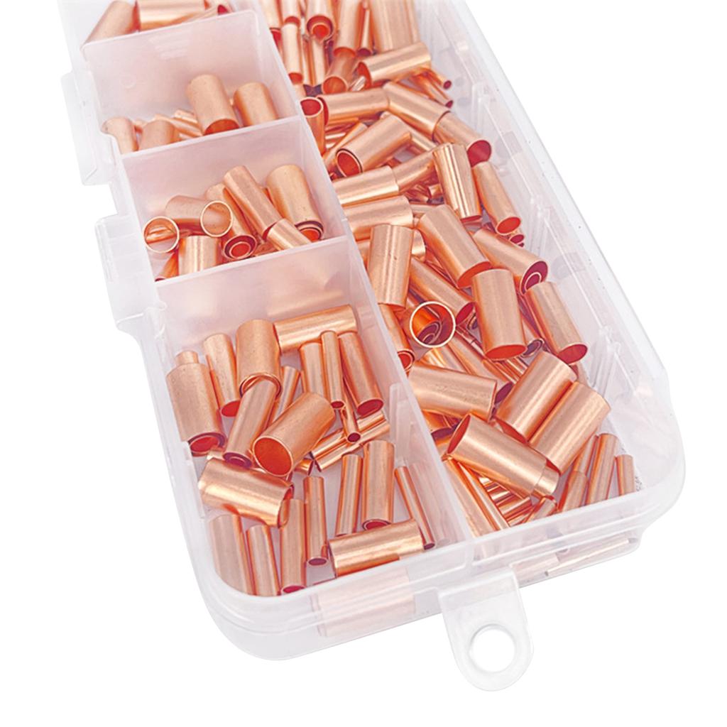 Pack of 250 Brass Wire Connectors Electrical Crimp Tube Terminals High Conductivity Crimp Connectors Set for Home Wiring