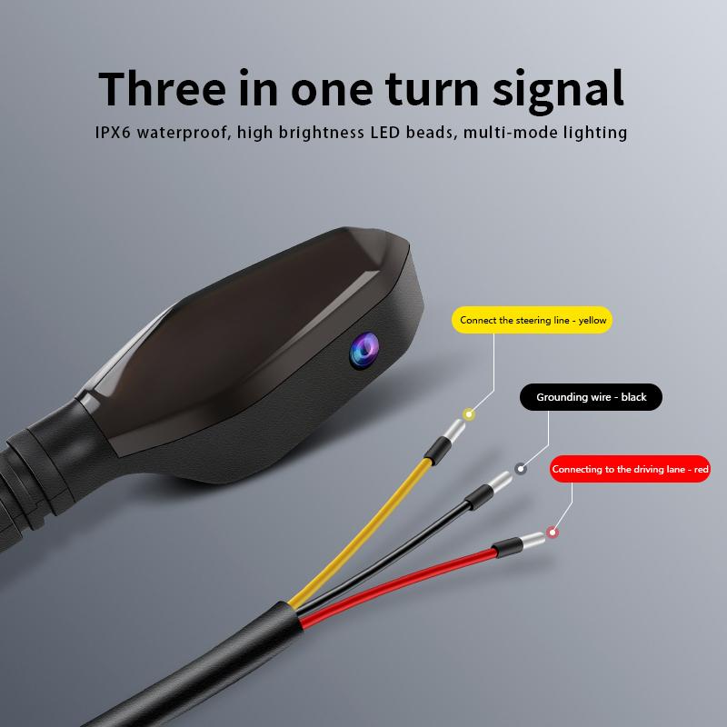 SEAMETAL 2PCS Motorcycle LED Turn Signal Lamp Projection Lamp Sequential Flowing Flash Indicator Lights Running Light