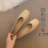Super soft~ Small inner height increase single shoes women's 2025 new light mouth thick heel square head grandma shoes soft sole Doudou shoes