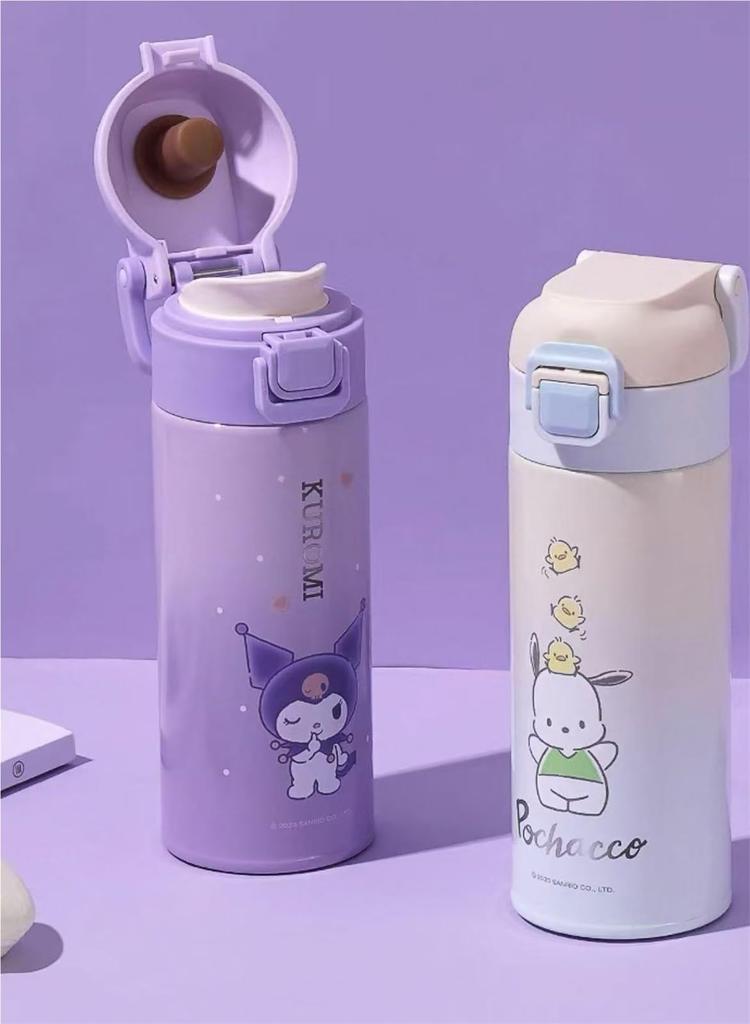 Cinnamoroll, Kuromi, and My Melody Water Bottle, 500ml, for Kids and Adults, with Lid, Direct Drinking, Insulated, and Heat-Resistant Stainless Steel