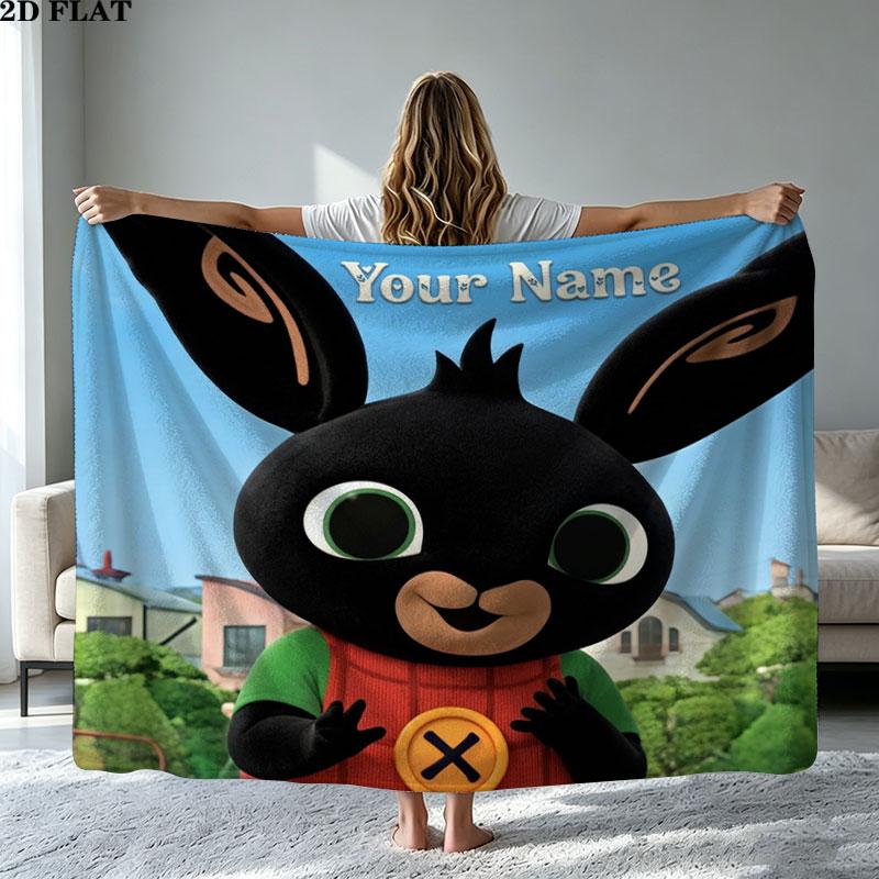 1PC Bing Custom Name Patterned Flannel Blanket Suitable For All Seasons for Home Decor Warmth and Comfort Gifts Holiday Present