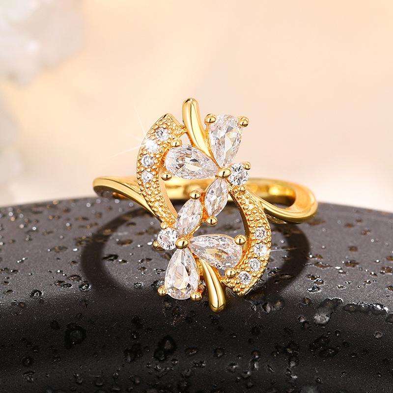 Set Manșetă de Ureche Florală Luxoasă Cao Shi - Stil Elegant și Strălucitor pentru Femei Sociale