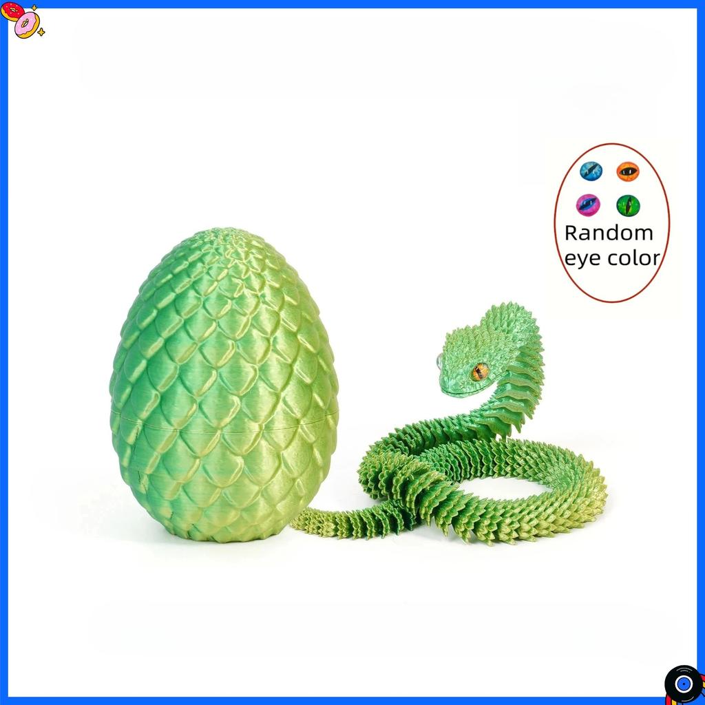 Ovo de Cobra Impresso em 3D com Dobradiça Interna Flexível Brinquedo Animal, Ovo Surpresa com Articulação Móvel Decoração de Mesa para Casa