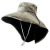 (M, Green) Men Sun Hat, Camouflage Wide Brim Bucket Hat Sun Protection Hat Summer Cap for Outdoor Camping